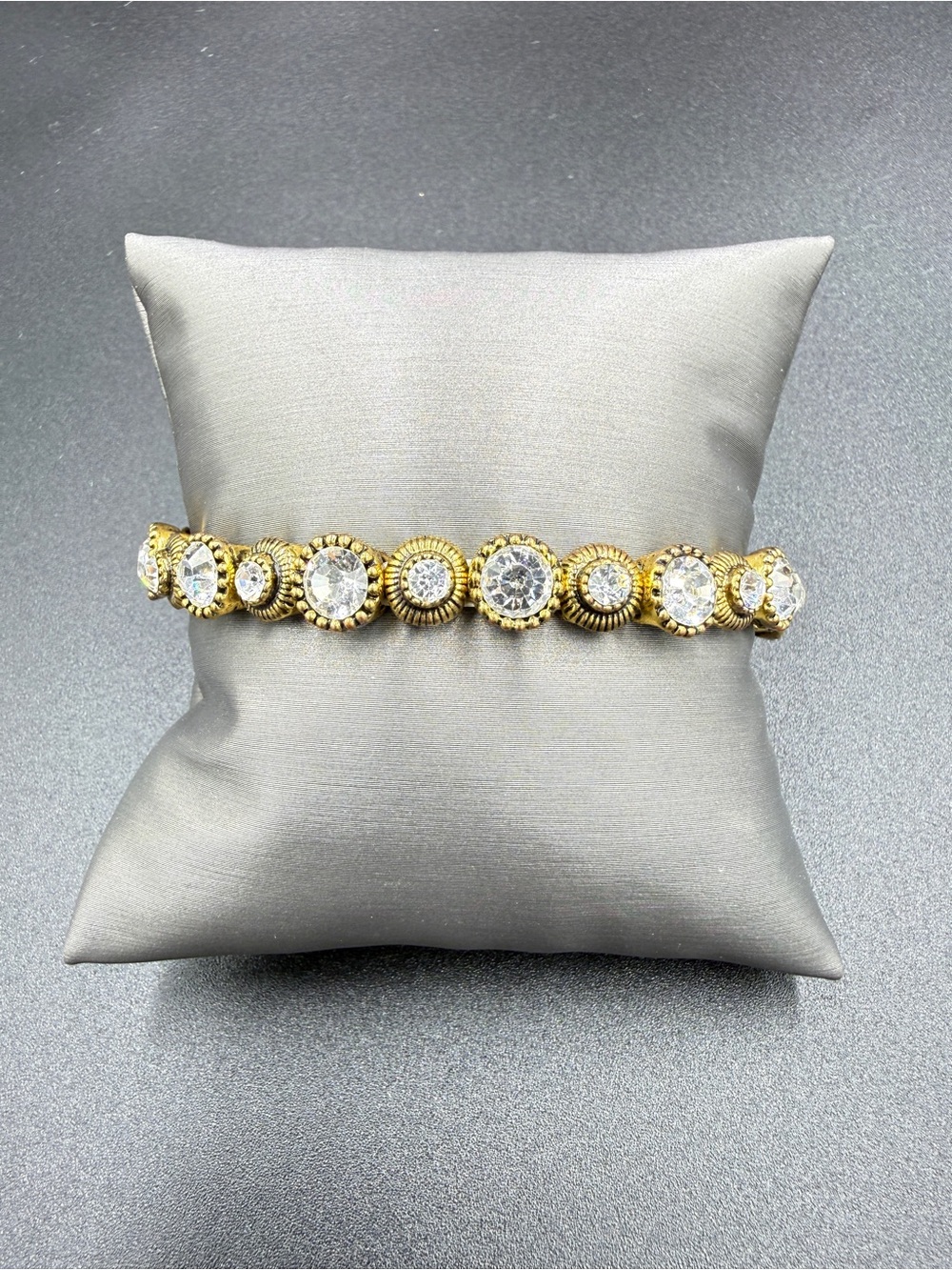 Gold Crystal Round-Station Bracelet - Sparkling Gold Finish